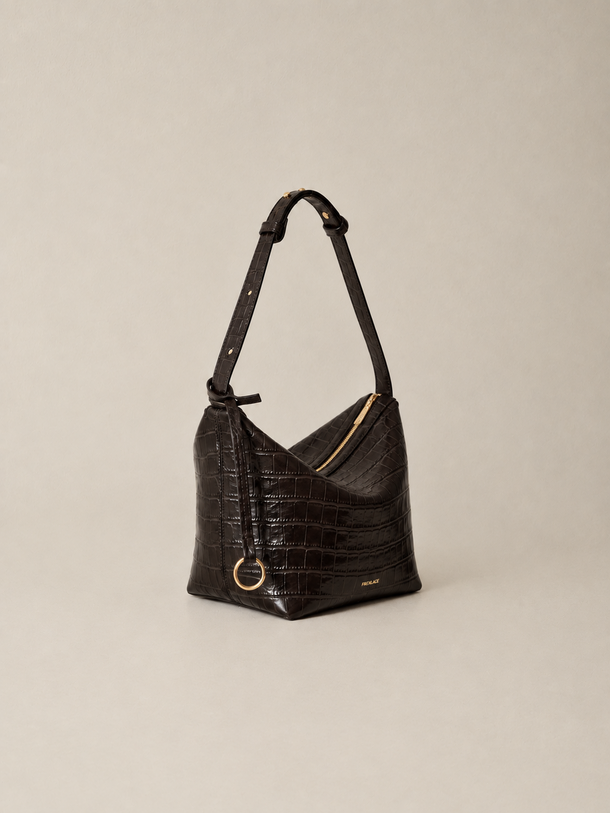 Basket Bag Croc-effect Deep Choco